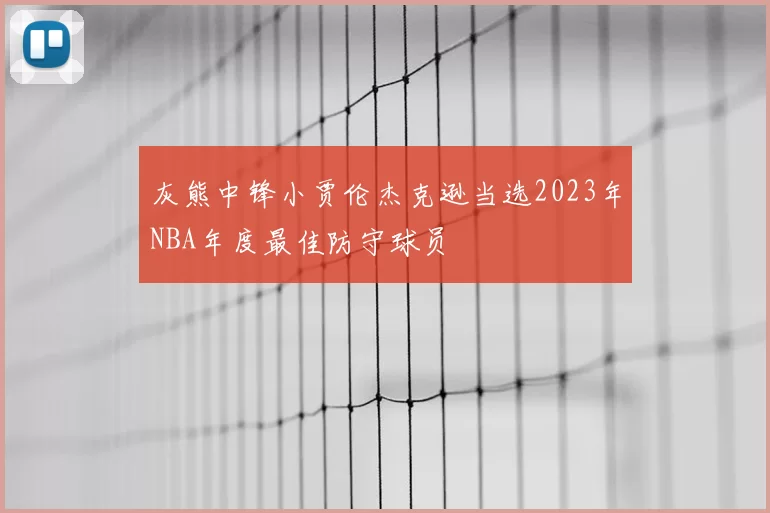 灰熊中锋小贾伦杰克逊当选2023年NBA年度最佳防守球员
