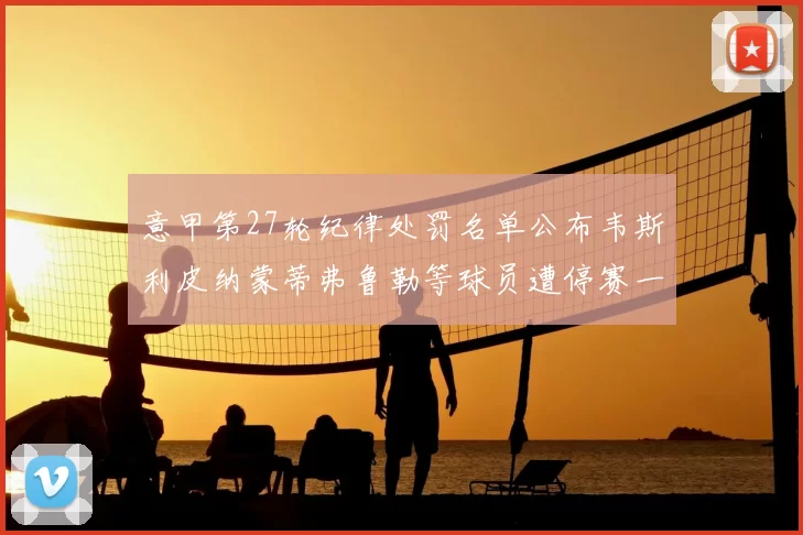 意甲第27轮纪律处罚名单公布韦斯利皮纳蒙蒂弗鲁勒等球员遭停赛一轮